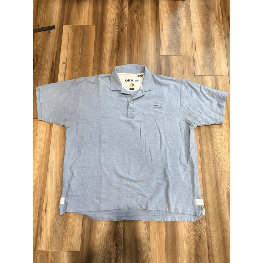 Orvis Polo Shirt Golf Light Blue Men's XXL Tall Cotton Casual